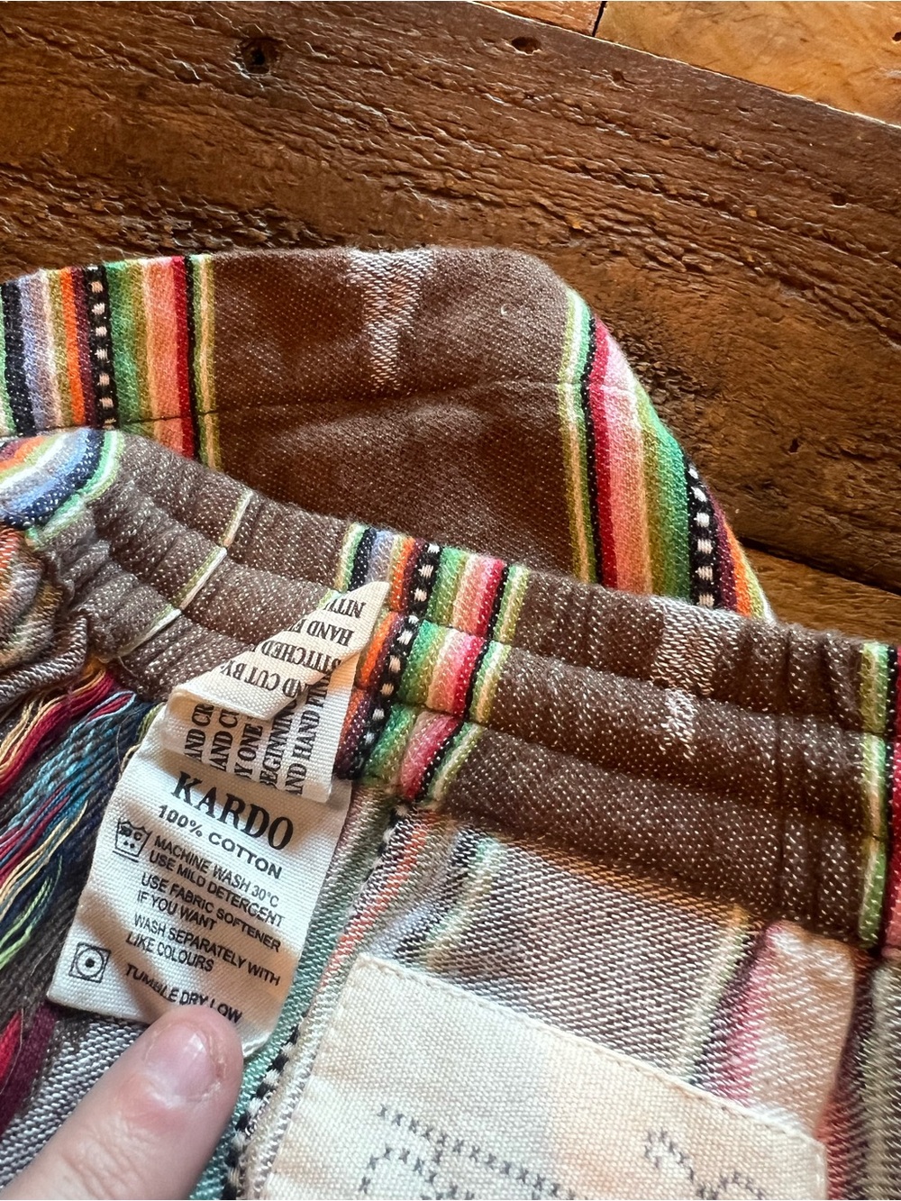 Kardo Handwoven Blanket Stripe Shirt & Shorts Set Mens M Fits Small STAG - Picture 9 of 12